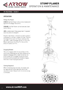 Stump Planer Manual